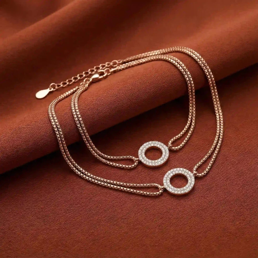 Celeste Halo Rose Gold Anklet - 925 Silver