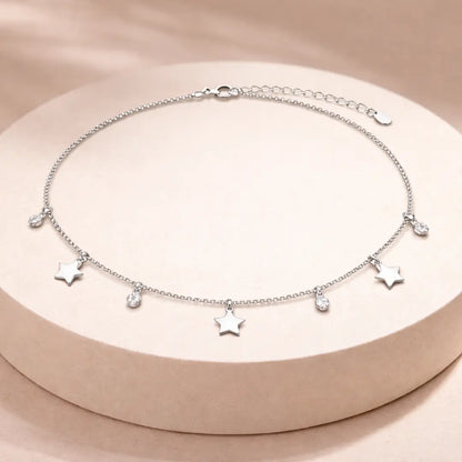 Celestial Sparkle 925 Silver Star & Drop Adjustable Bracelet