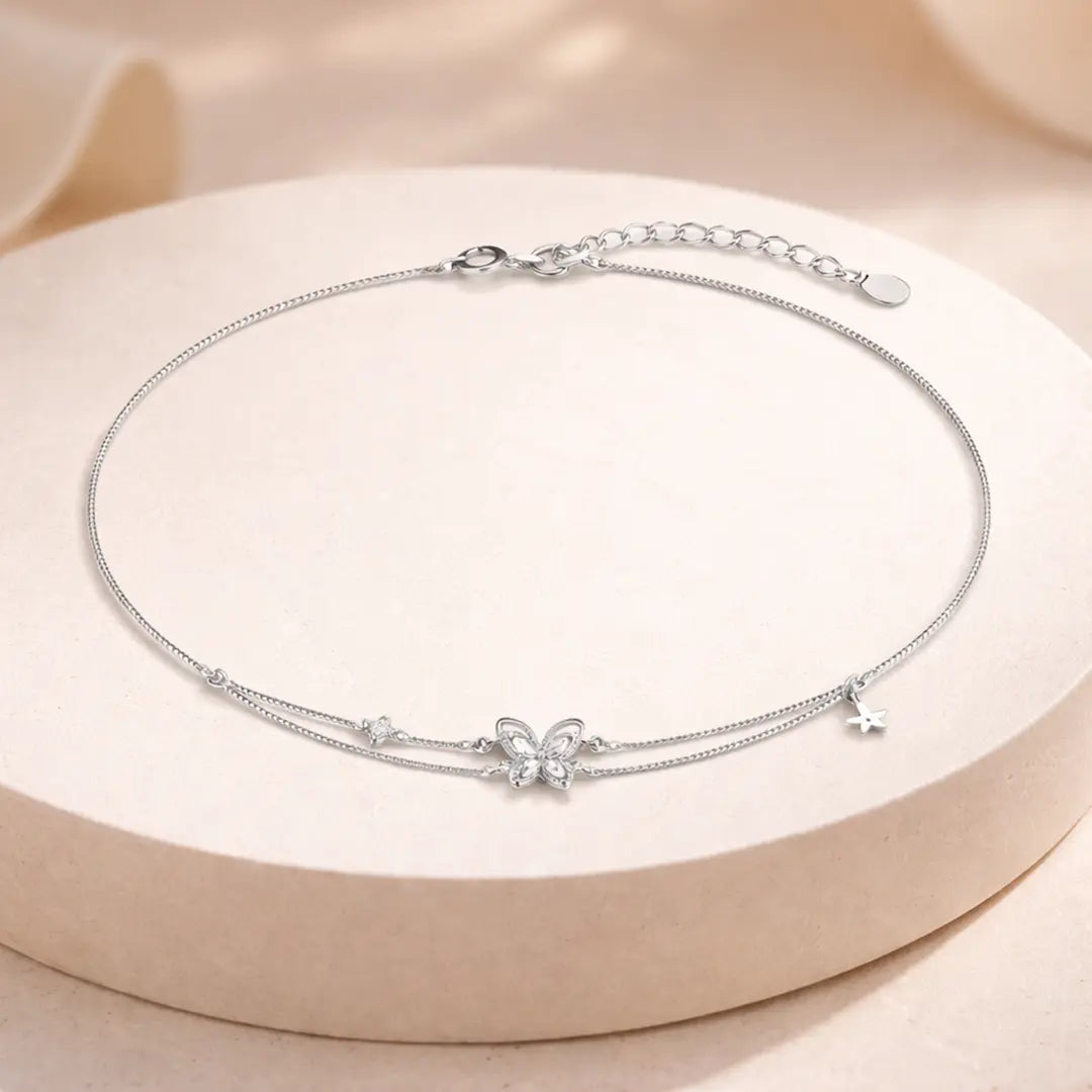 Whimsical 925 Silver Butterfly & Star Duo Adjustable Bracelet