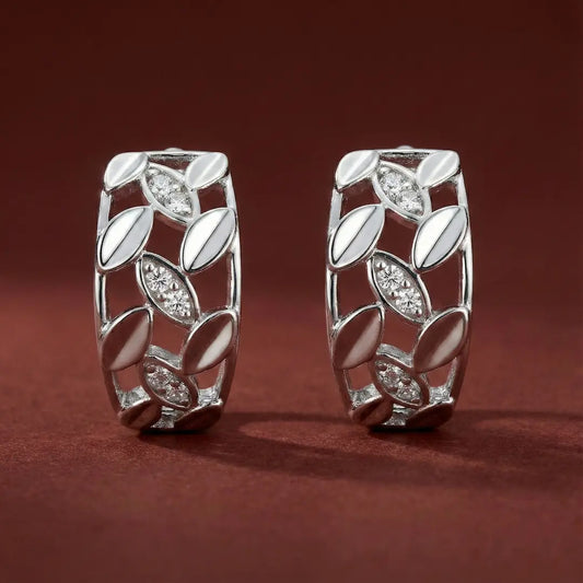 Luna Vine Silver Hoops Earrings  - 925 Silver