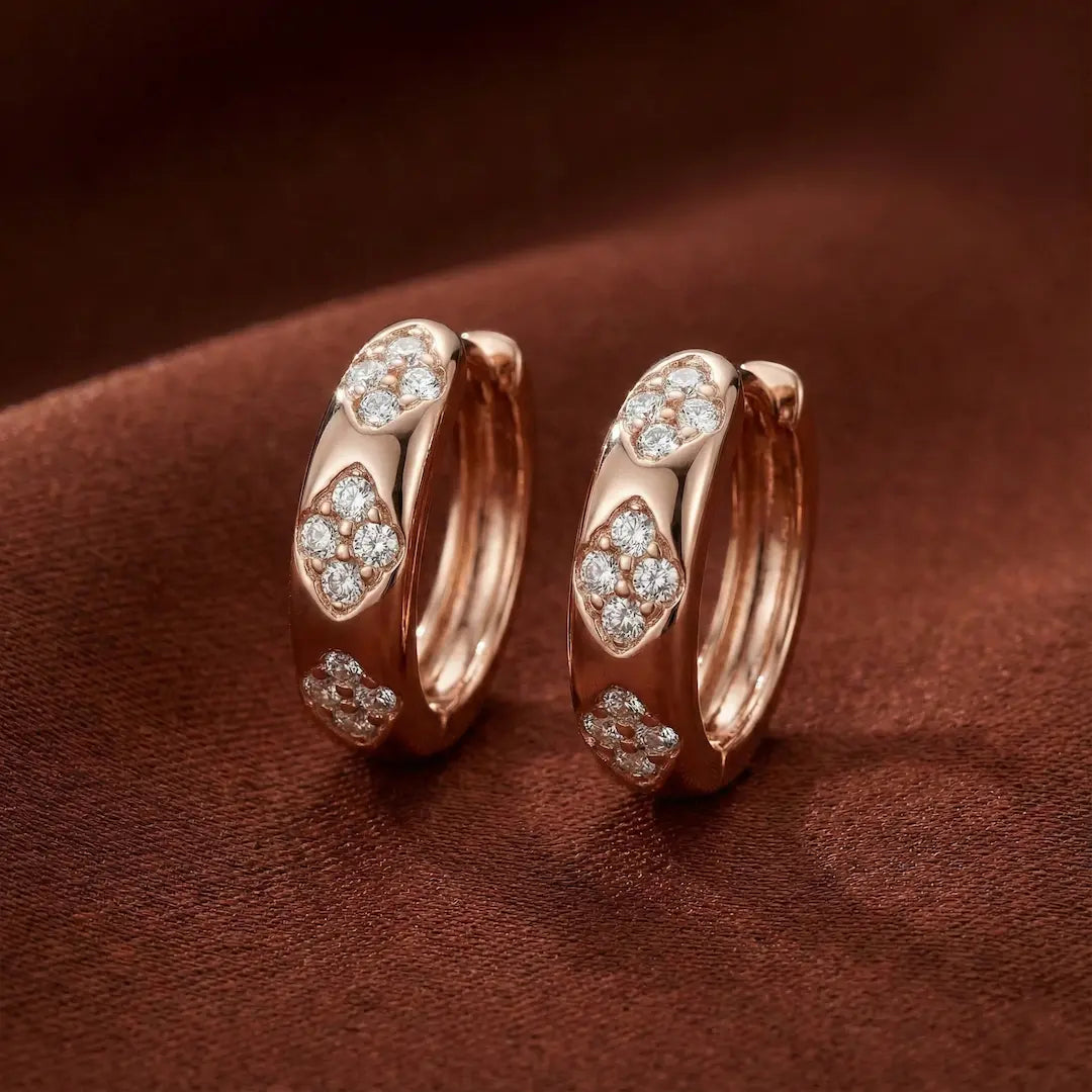 Celeste Rose Gold Huggie Hoops Earrings- 925 Silver