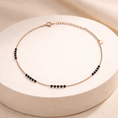 Noir Pearl 925 Silver Rose Gold Minimalist Adjustable Bracelet