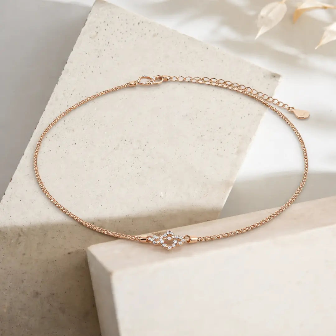 Infinity Bloom 925 Silver Rose Gold Filigree Adjustable Bracelet