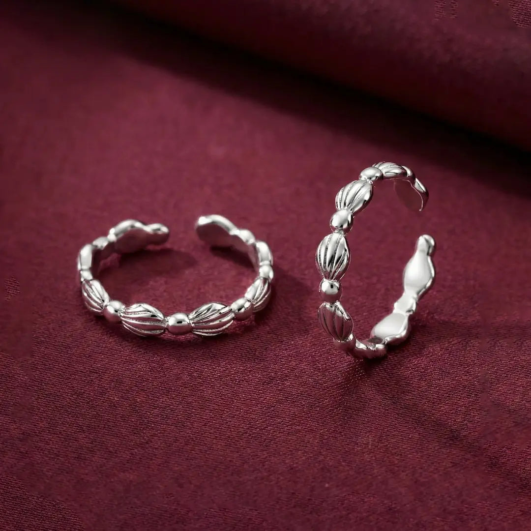 Beaded Grace 925 Silver Adjustable Toe Ring