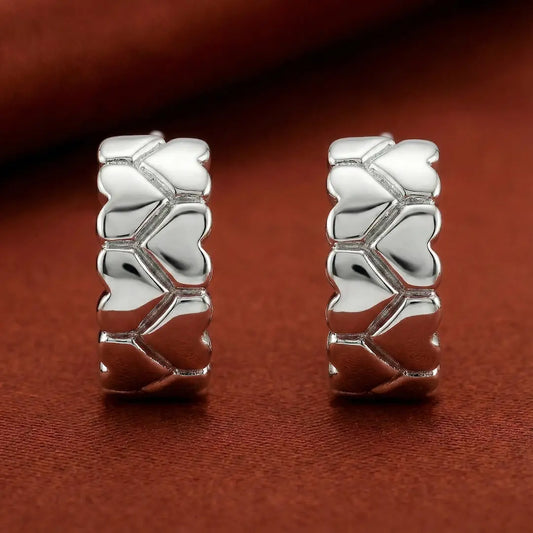 The Silver Weave Huggies Earrings - 925 Silver
