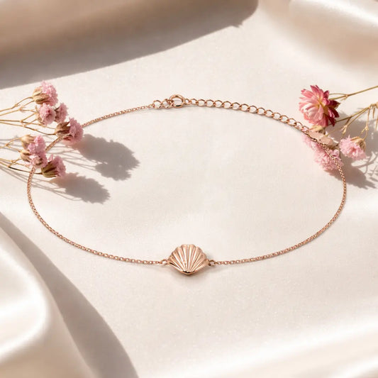 Oceanic Charm 925 Silver Rose Gold Shell Adjustable Bracelet