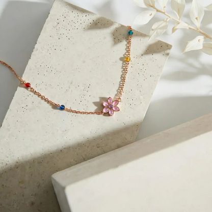 Prism Bloom 925 Silver Rose Gold Rainbow Adjustable Bracelet