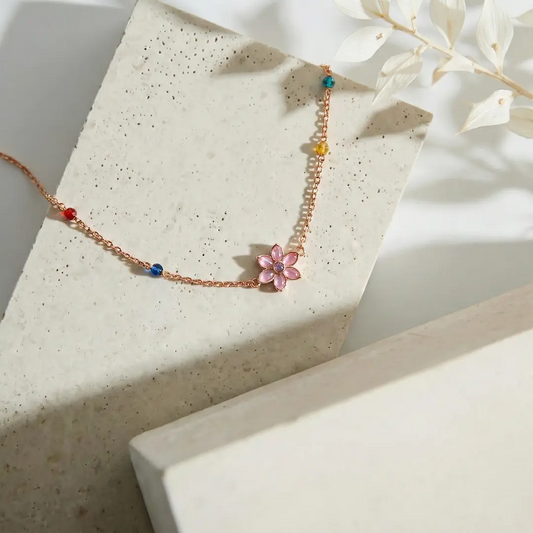 Prism Bloom 925 Silver Rose Gold Rainbow Adjustable Bracelet