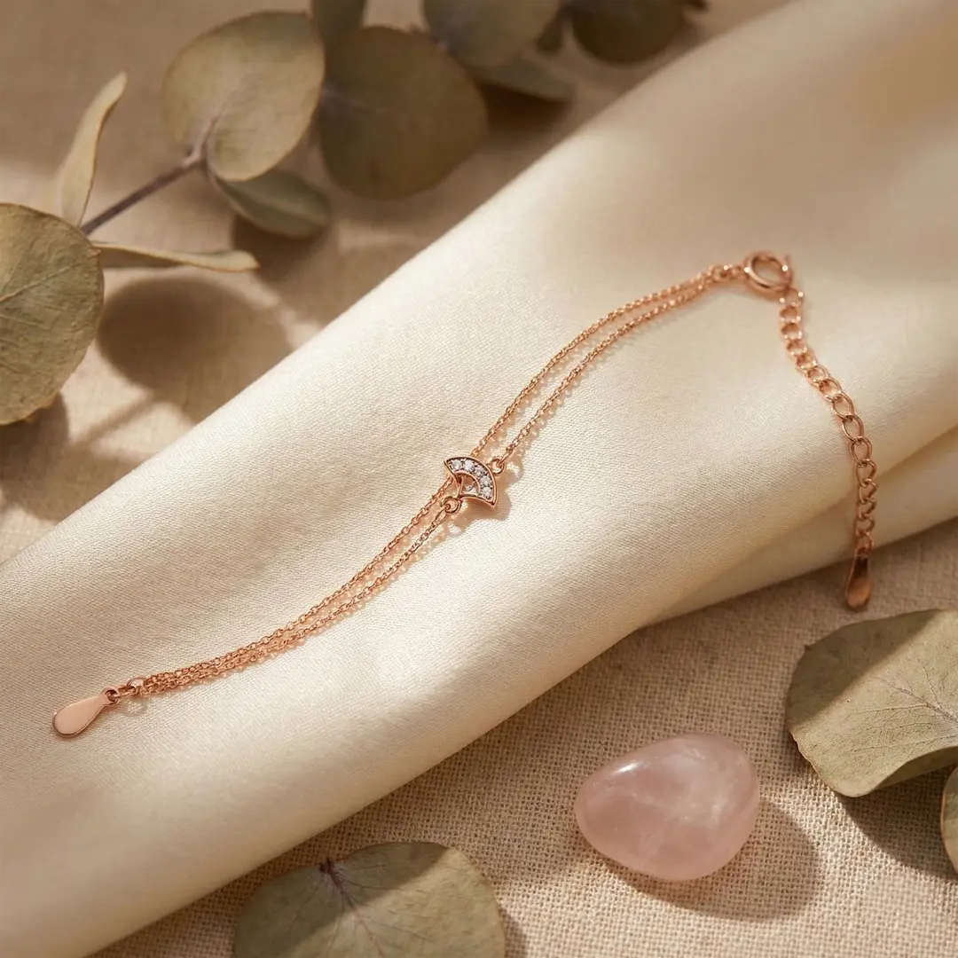 Radiant Bloom 925 Silver Rose Gold Multi-Stone Adjustable Bracelet