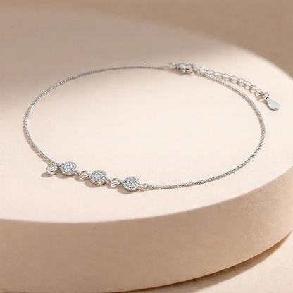 Luminous Trio 925 Silver Rose Gold Adjustable Charm Bracelet