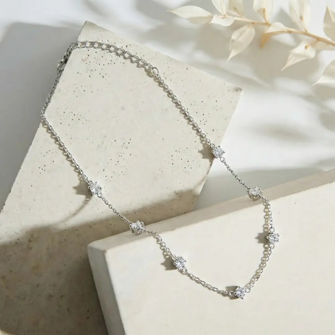 Sparkling Constellation 925 Silver Adjustable Station Bracelet