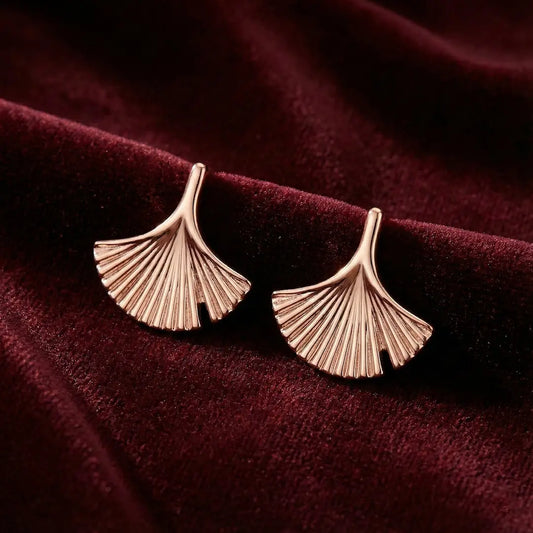 Ginkgo Grace Rose Gold Earrings - 925 Silver