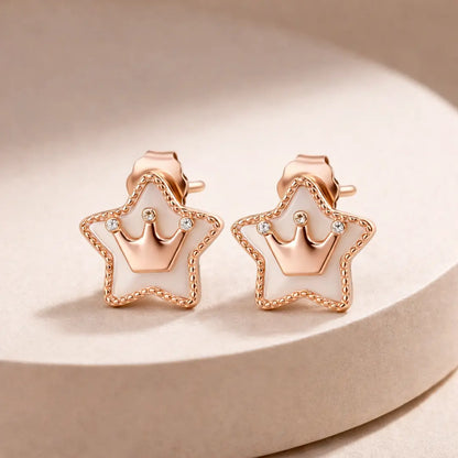 Royal Starlet 925 Silver Rose Gold Adjustable Crown Studs