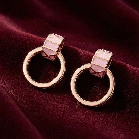 The Rose Gold Modern Loop Earrings - 925 Silver