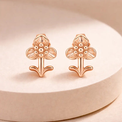 Golden Blossom 925 Silver Rose Gold Adjustable Stud Earrings
