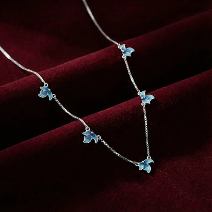 Blue Blossom Charm Necklace - 925 Silver