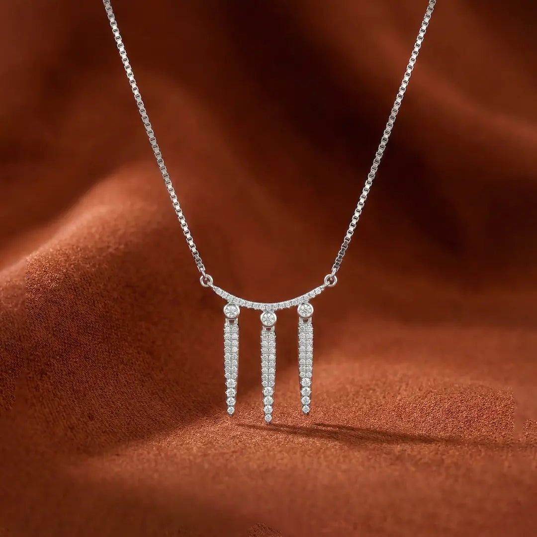 Dangling Arc Necklace - 925 Silver