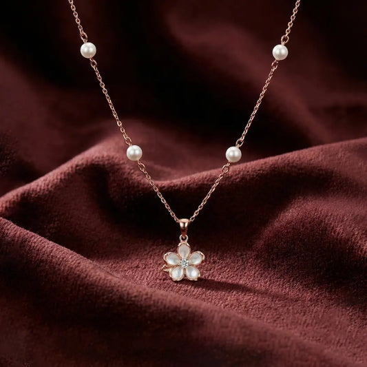 Pearl Bloom Necklace - 925 Silver