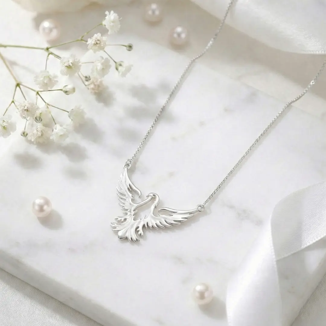 Graceful 925 Silver Majestic Eagle Wings Adjustable Pendant Chain