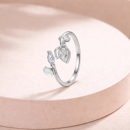 Sparkling 925 Silver Sun-Kissed Petal Adjustable Ring