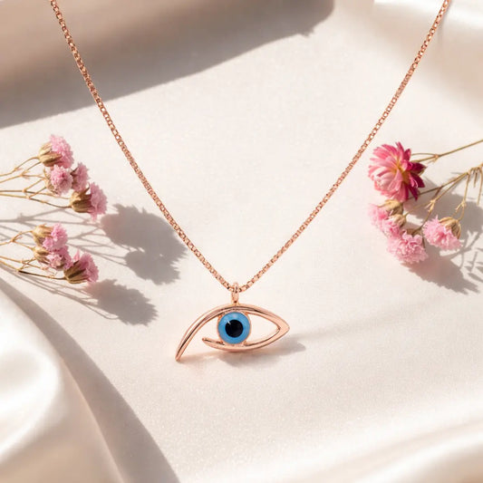 Mystical 925 Silver Rose Gold Evil Eye Adjustable Pendant Necklace