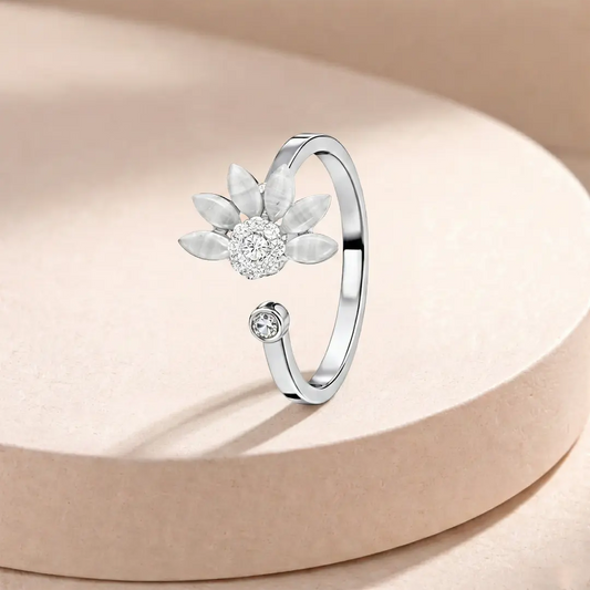 Botanical Bloom 925 Silver Tulip Garden Adjustable Ring