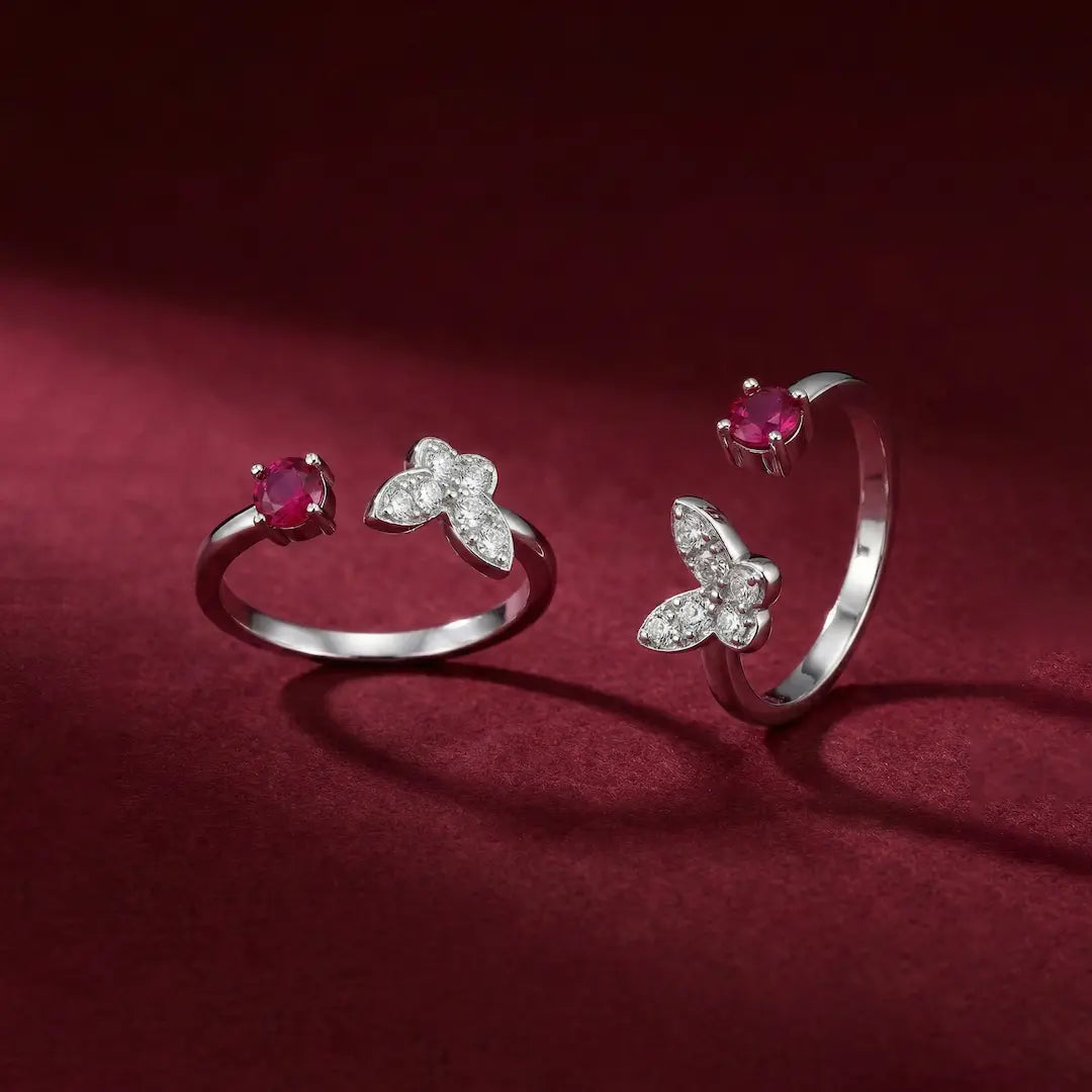 Ruby Flutter 925 Silver Adjustable Toe Ring