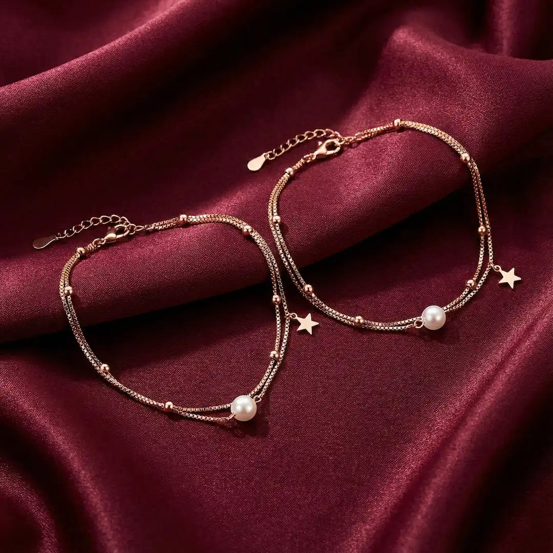 Starlume Pearl 925 rose gold anklet