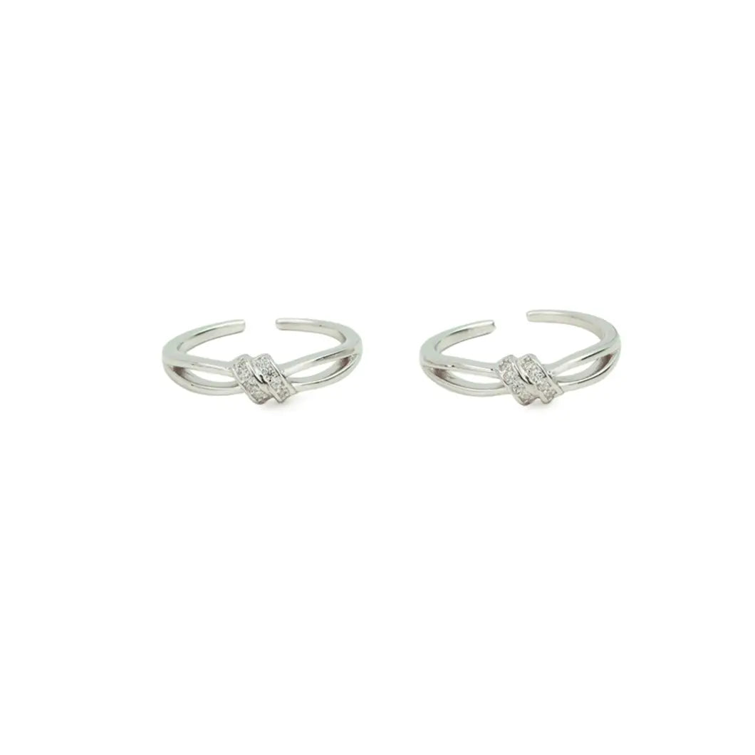Silver Knot Charm Adjustable Toe Rings