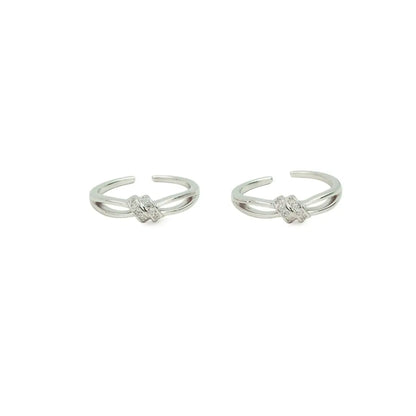 Silver Knot Charm Adjustable Toe Rings