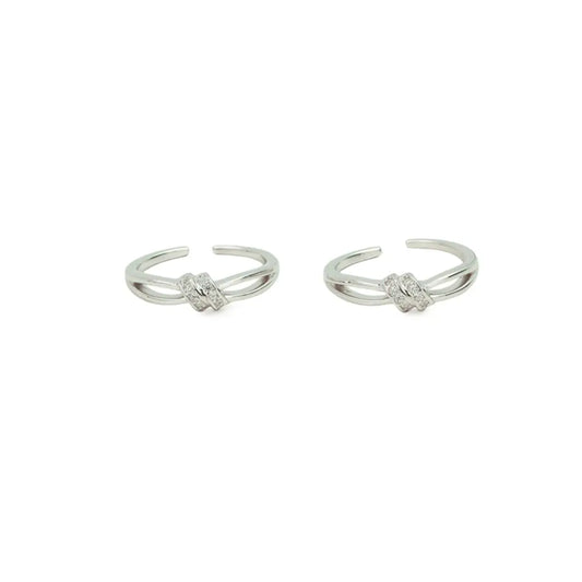 Silver Knot Charm Adjustable Toe Rings