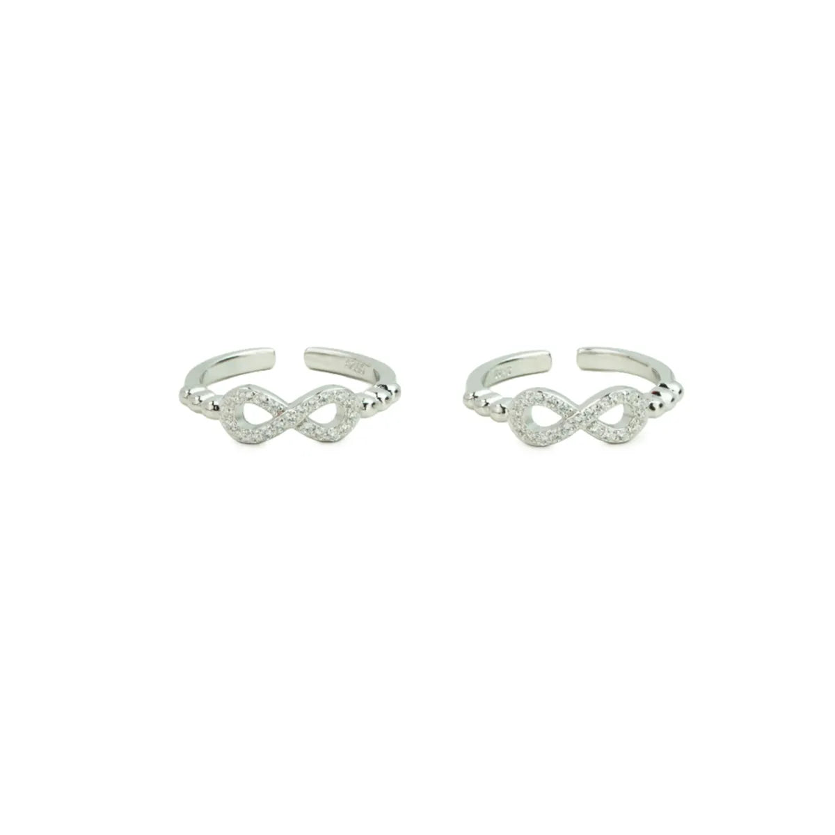 Eternal Infinity Silver Adjustable Toe Rings,