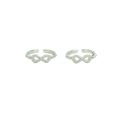 Eternal Infinity Silver Adjustable Toe Rings,