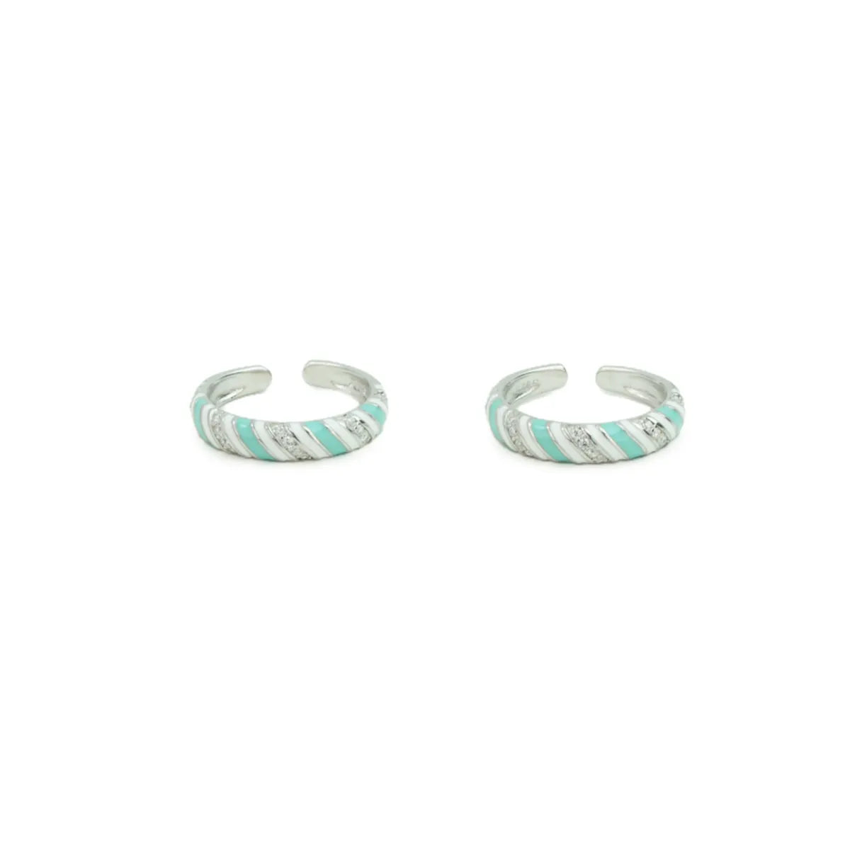 Aqua Swirl Silver Adjustable Toe Rings
