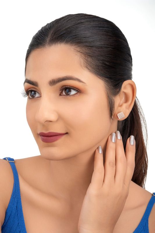 Cubic Zerconia Full Stone Stud Earrings