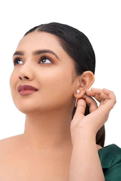 Push and Pull Fresh Water Pearl Stud -925 Silver
